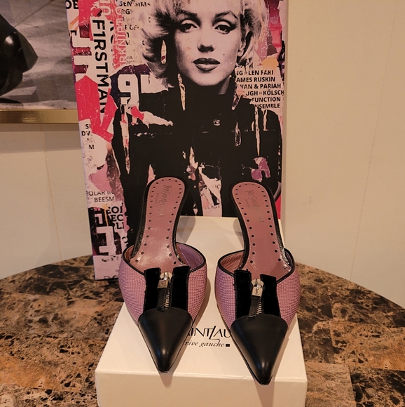 Yves Saint Laurent Shoes - MINT!! Vintage YSL Rose & Black Mules SZ 39